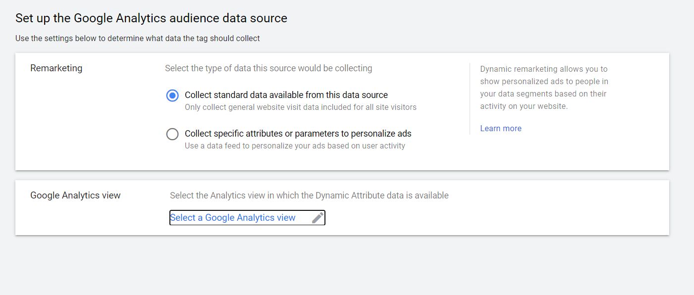 Select Remarketing Data Source in Google Analytics